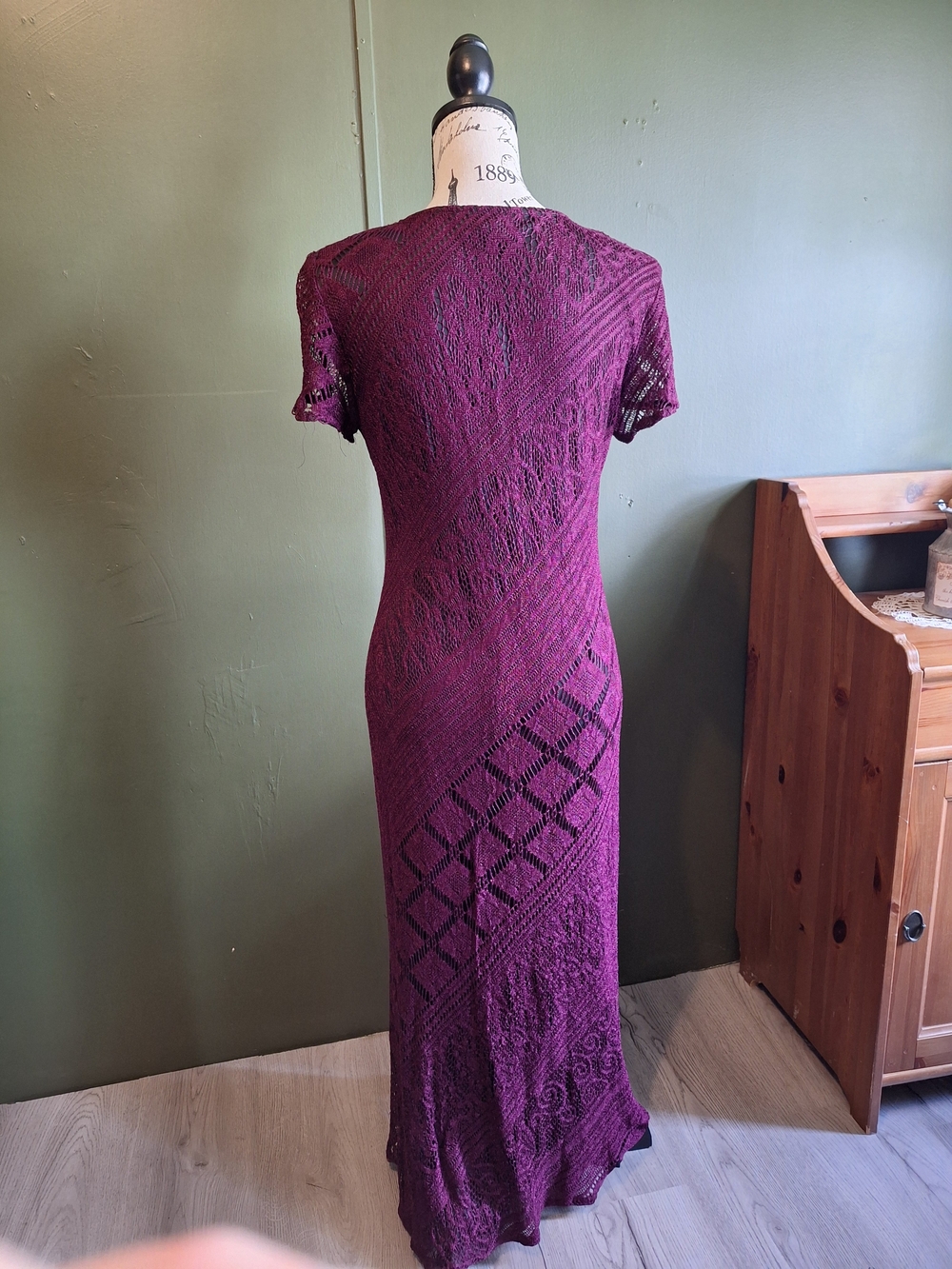 Vintage Knit Lace Maxi Dress in Plum - Picture 4 of 5